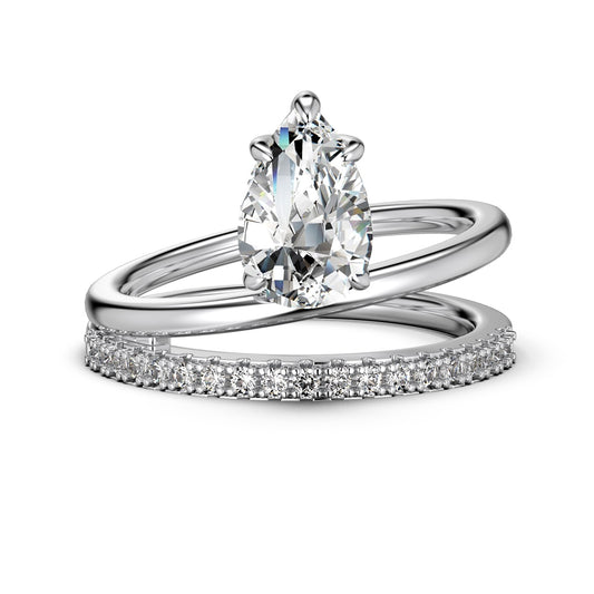 Two Lines with Pear Stone Ring