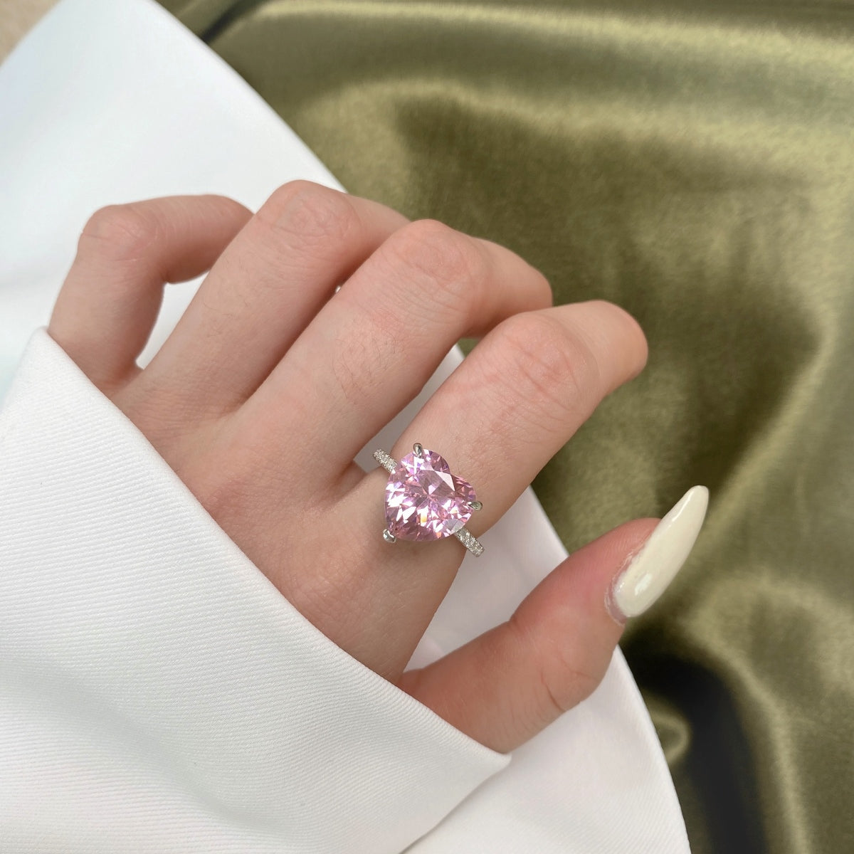 M Pink Heart Ring