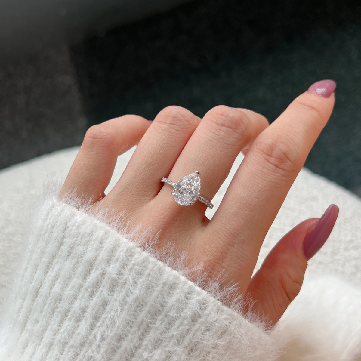 Pear Cut White Ring