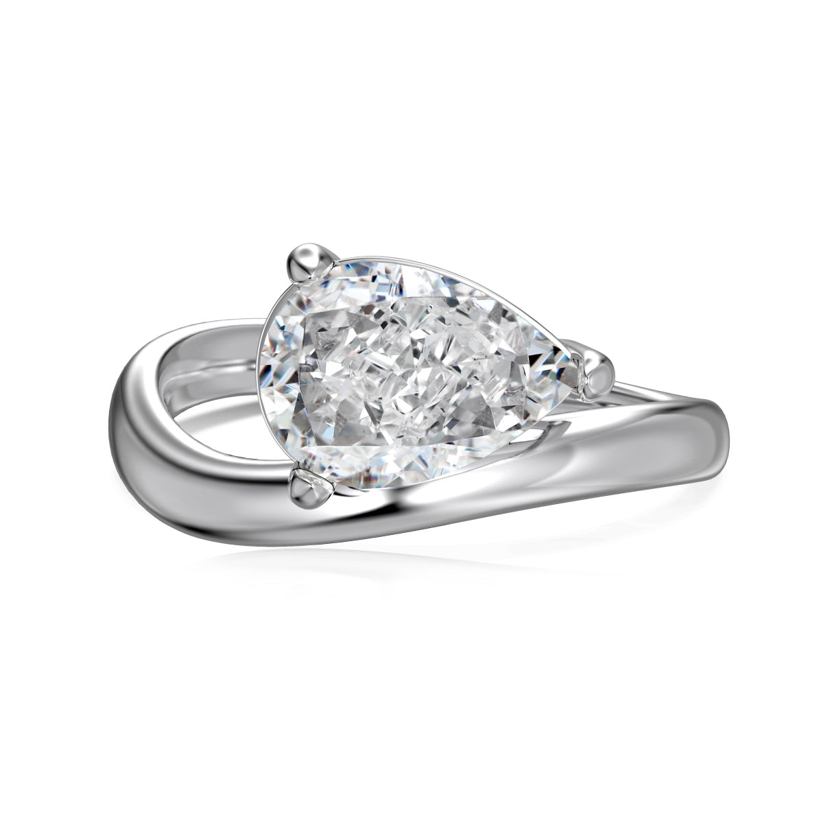 Wave Line With Pear Stone Ring