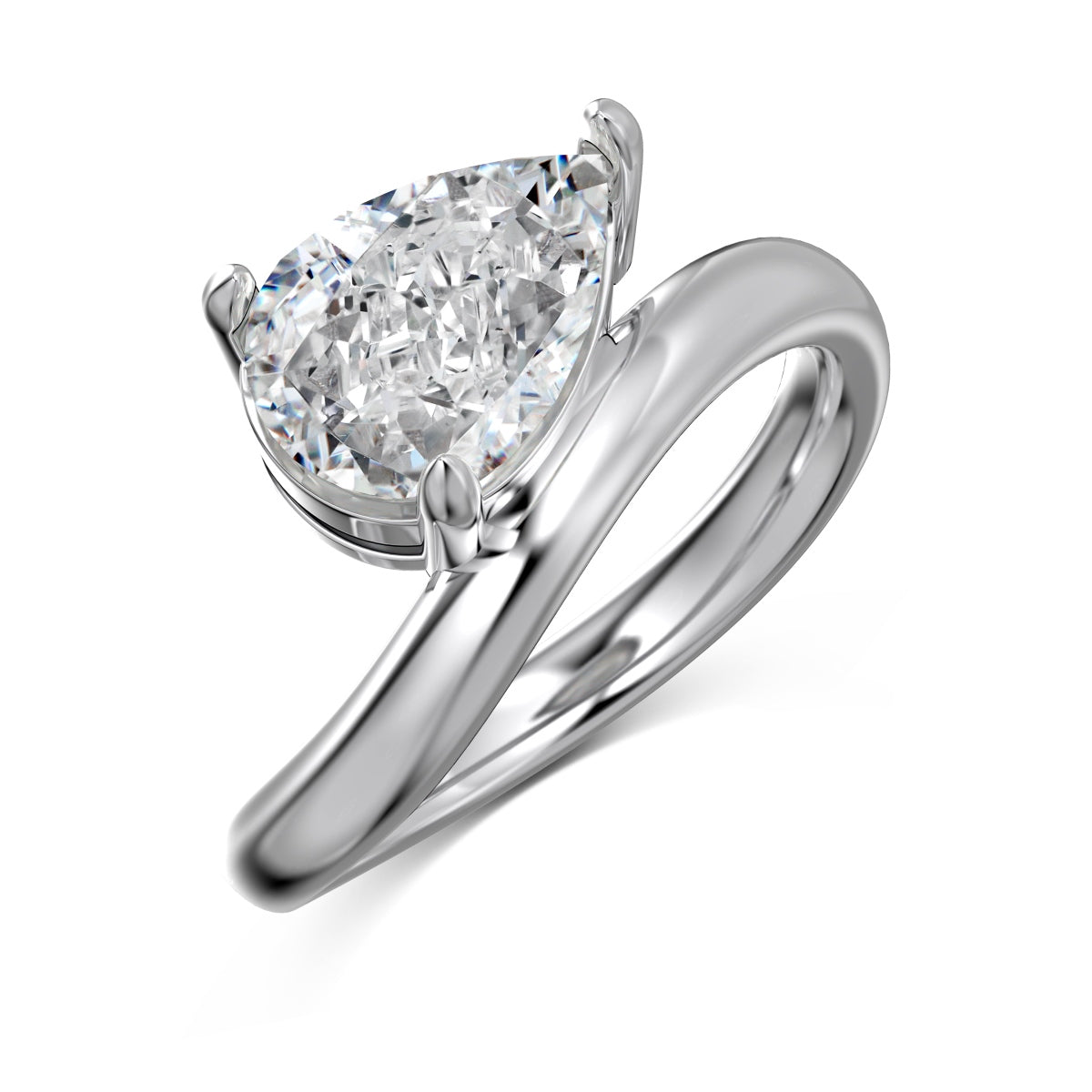 Wave Line With Pear Stone Ring