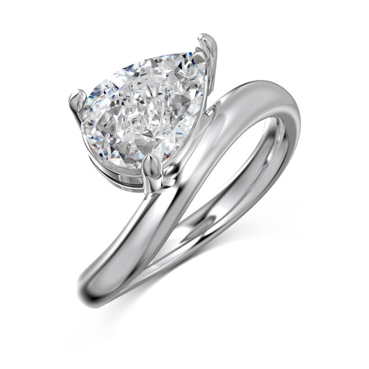 Wave Line With Pear Stone Ring