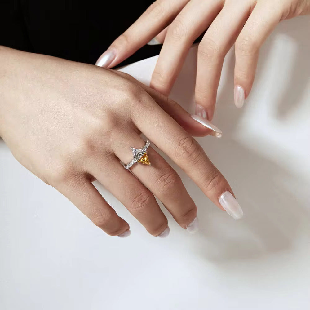 Yellow and White Rectangle Ring