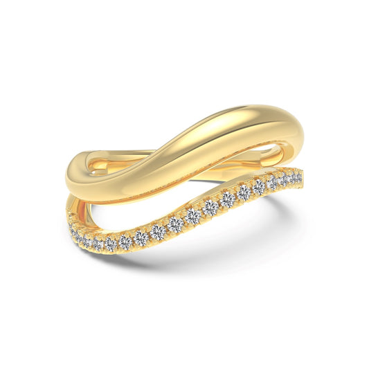 Double Gold Wave Ring