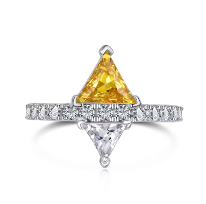 Yellow and White Rectangle Ring