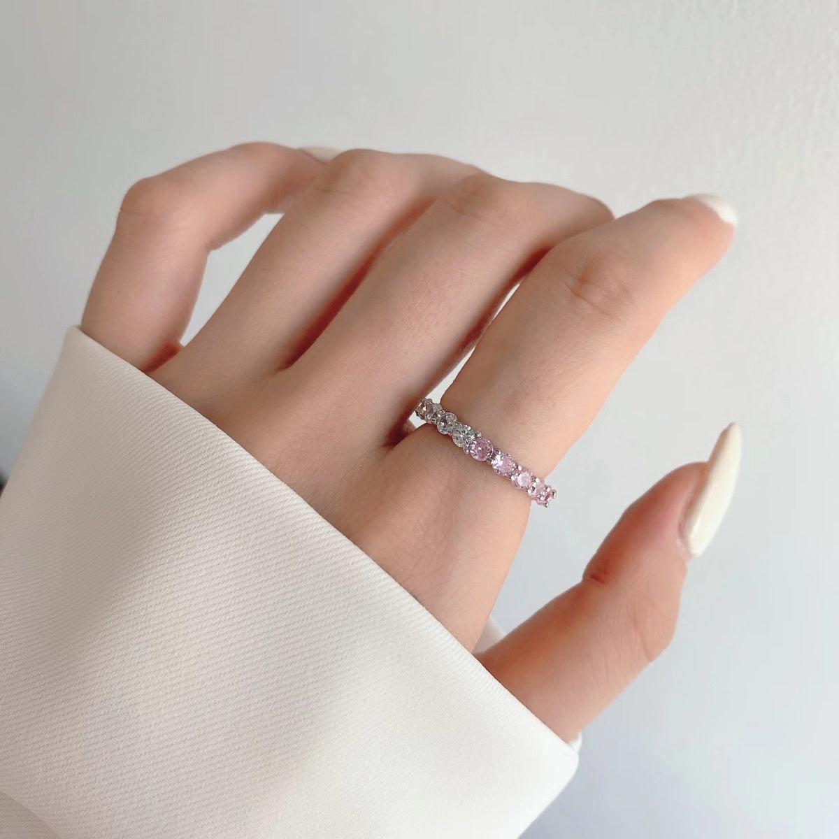White and Pink Tennis Ring