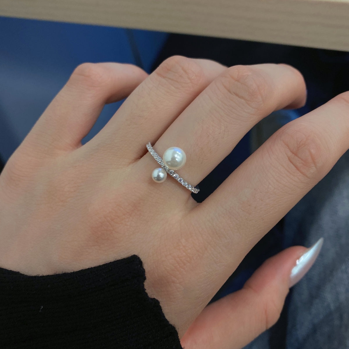 White Two pearls Ring