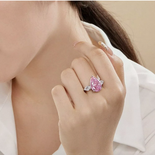 Pear Cut Pink Ring